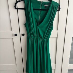 Express Emerald Green V-Neck Mini Dress with open lower back